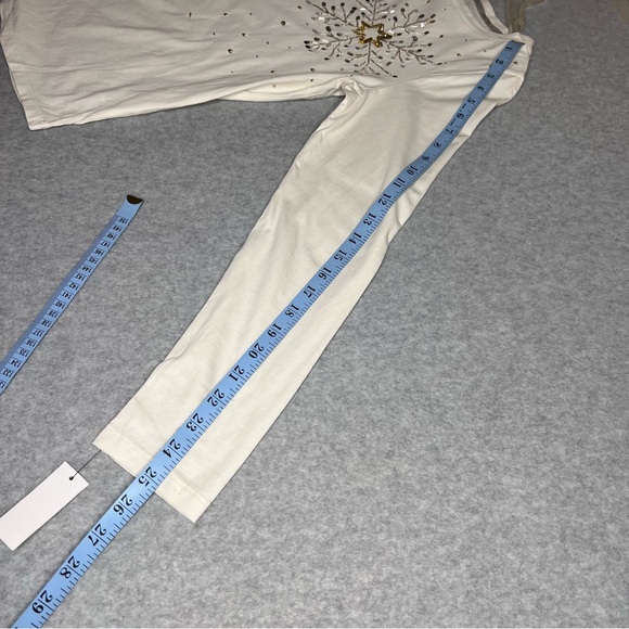 Talbots Womens Medium Embellished Crewneck Snowflake Tee Shirt Christmas New - Picture 8 of 12